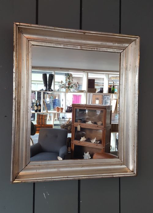 Antique French Silver Gilded Mirror