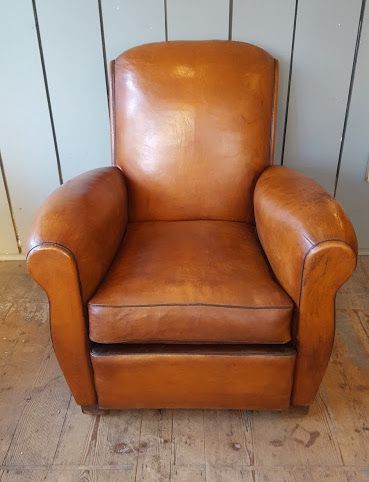 Antique French Leather Armchair C1920