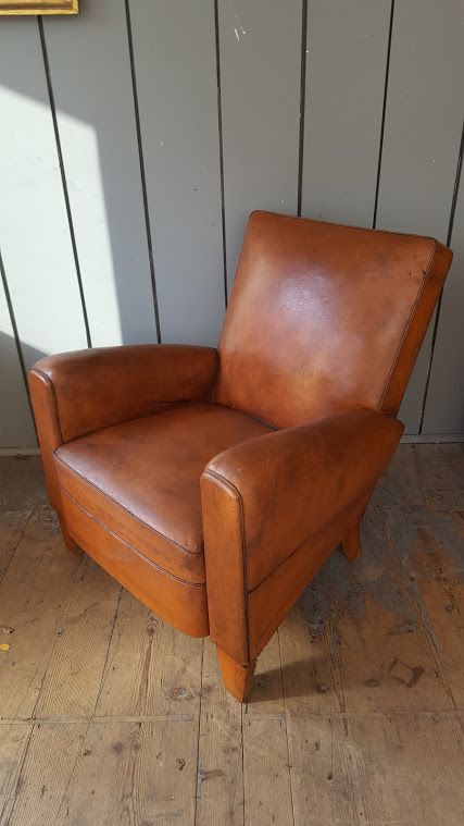 Antique French Leather Armchair C1920