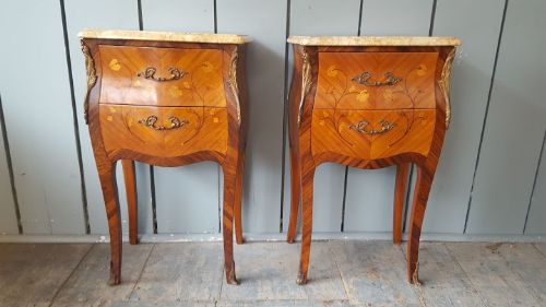 Antique French Marble and Bedside Cabinets C1920