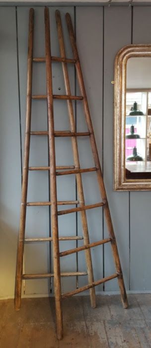 Pair of Ash Library or Shop Ladders