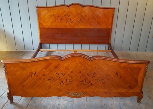Antique French Marquetry Super King Size Bed C1920
