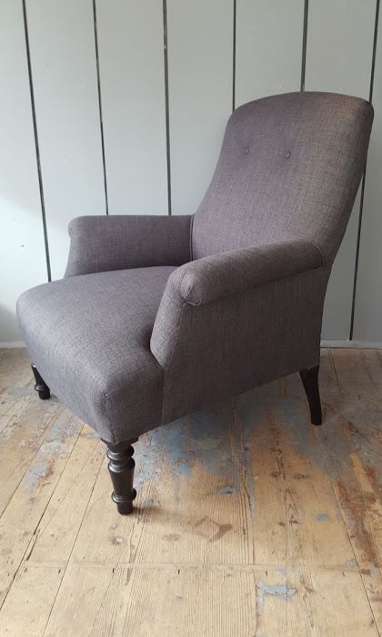 French Charcoal Grey Armchair C1910