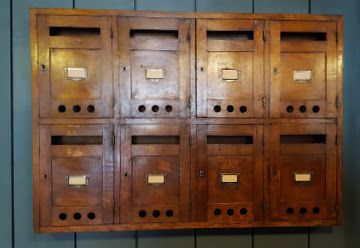 French Vintage Oak Bank of Letter Lockers