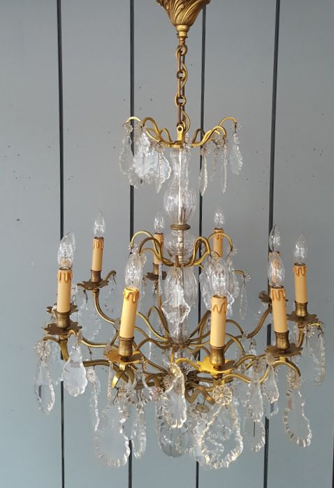 Large Gilded Brass French Chandelier