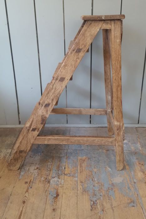 Antique Large Wooden Library Steps C1900