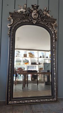 Antique French Silver and Ebonised Gilded Mirror C1890