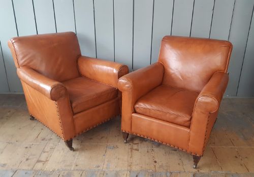 French Leather Armchairs C1900