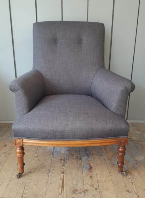 French Charcoal Grey Armchair C1910