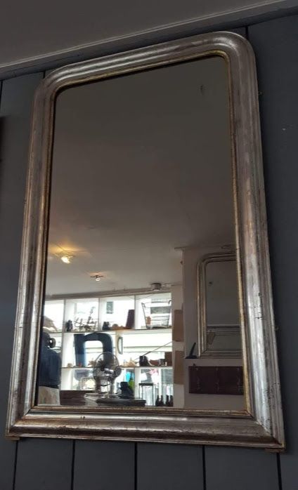 Antique French Silver Gilded Mirror C1880