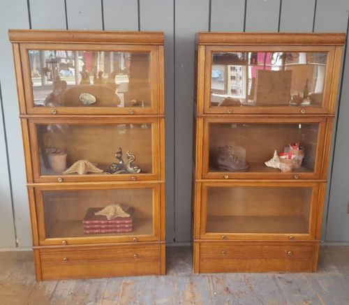 Antique Stacking French Oak Cabinet Bookcases C1920