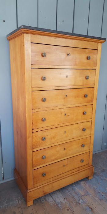 French Cherry Wood Tall Chest of Drawers C1860