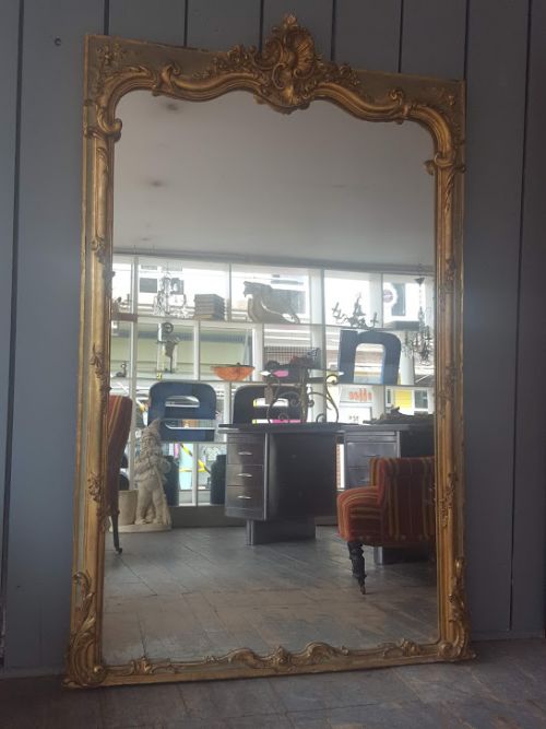 Fantastic Large Antique French Painted and Gilded Mirror C1870