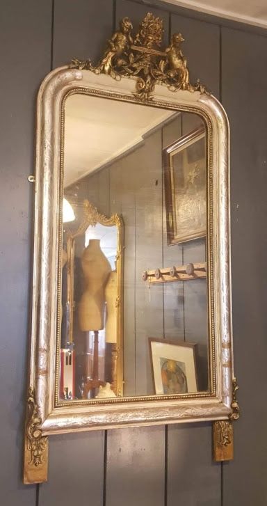 Fantastic Antique French Silver Gilded Mirror C1880