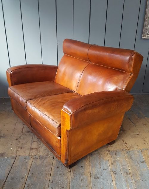 Vintage French Leather Sofa C1930
