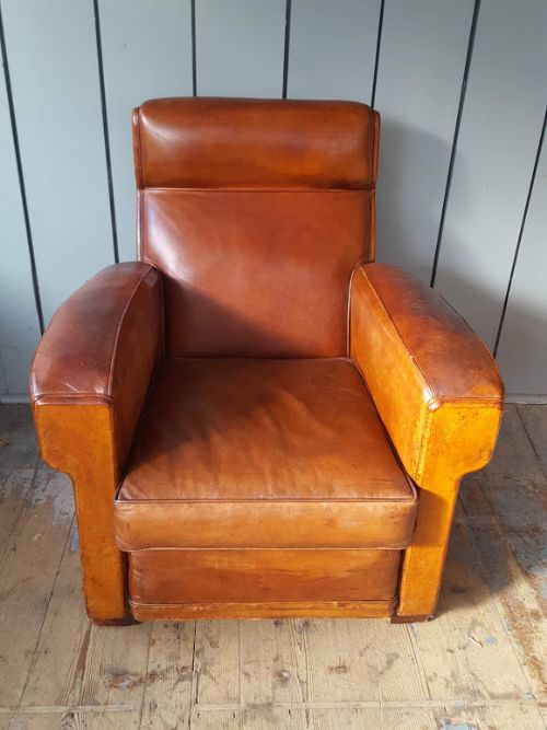 French Leather Club Chair C1930