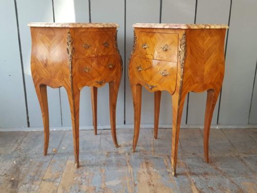 Fine Pair of Marquetry Bedside Tables C1930
