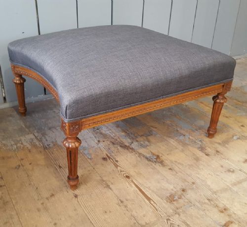 French Charcoal Grey Footstool C1890