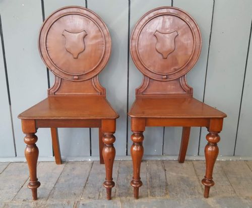 Pair of Fine Mahogany Hall Chairs C 1870