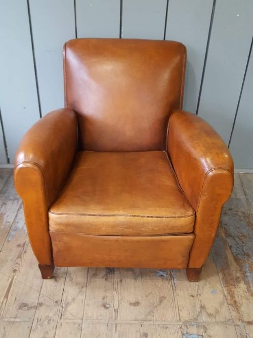 French Leather Club Armchair C1930