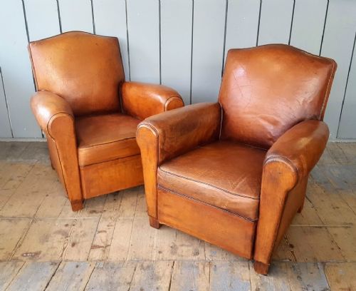 Pair of French Leather Armchairs C1930