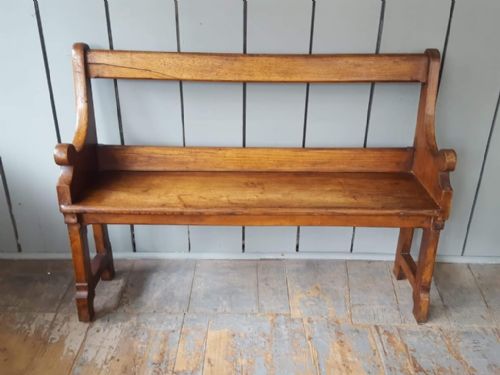 Beautiful Antique French Oak Hall Seat C1850