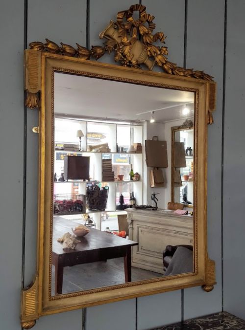 Antique French Painted and Gilded Mirror C1880