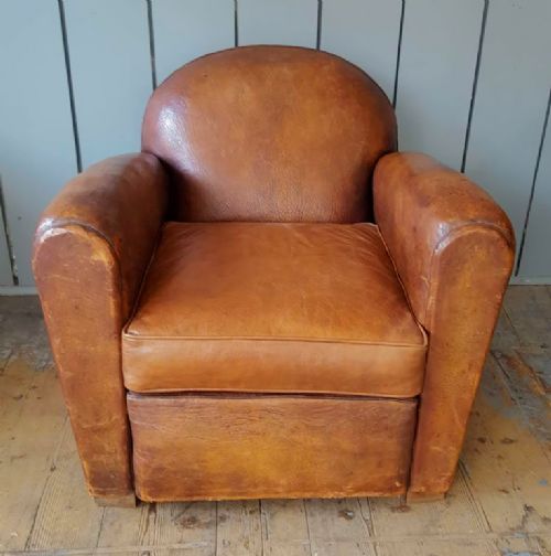 French Leather Club Armchair C1930