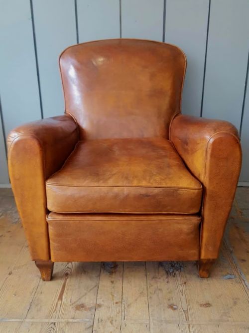 French Leather Club Armchair C1930