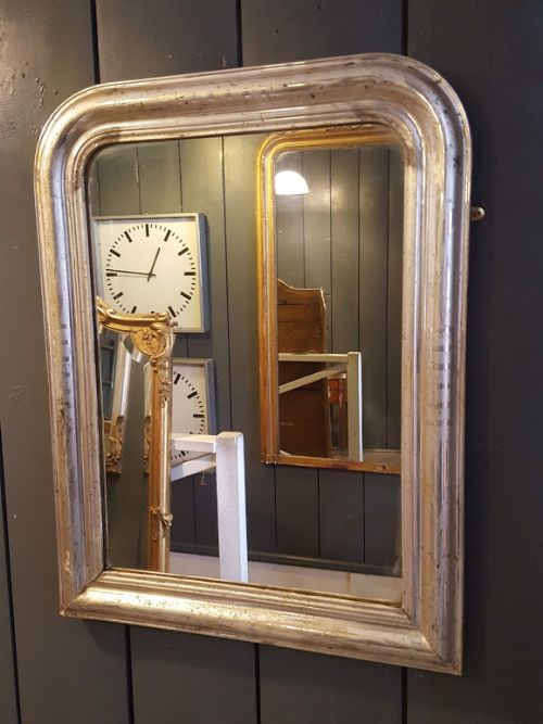 Antique French Silver Gilded Mirror C1880