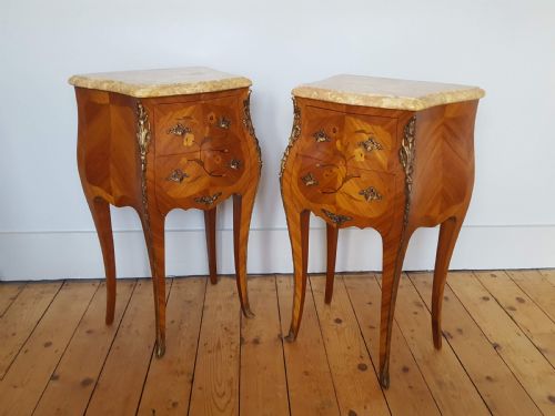 Kingwood Marquetry Bedside Tables C1930
