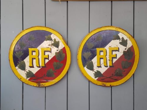 Vintage Republic of France Enamel Signs C1930