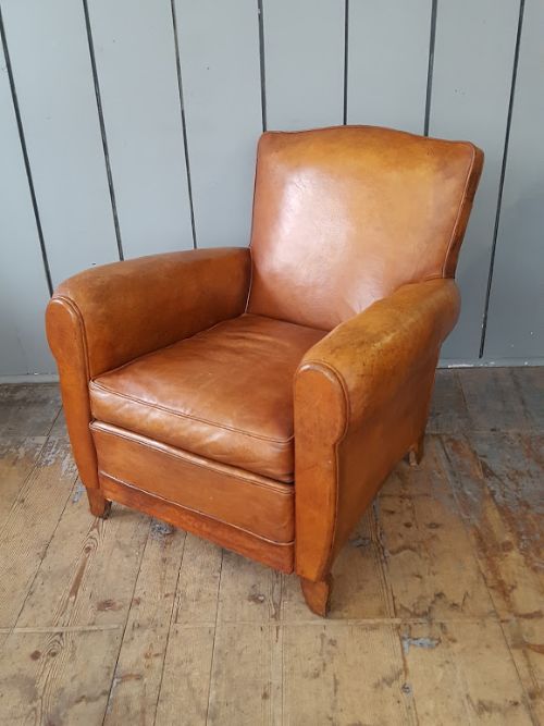 Small French Leather Club Armchair C1930