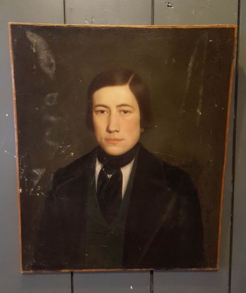 Striking Antique French Painting of Gentleman C1840