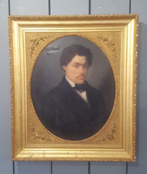 Antique French Oil Painting of Gentleman C1880