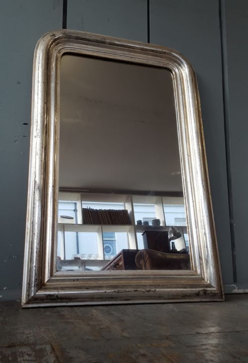 Small Silver Antique French Mirror C1890