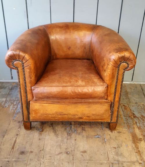 Leather French Tub Armchair C1930