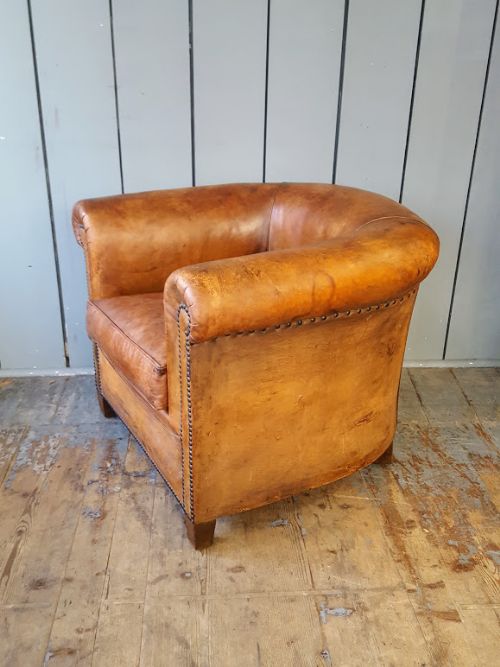 fig 1. Leather French Tub Armchair C1930