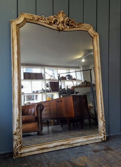 Rare Antique Large Wide French Mirror C1850