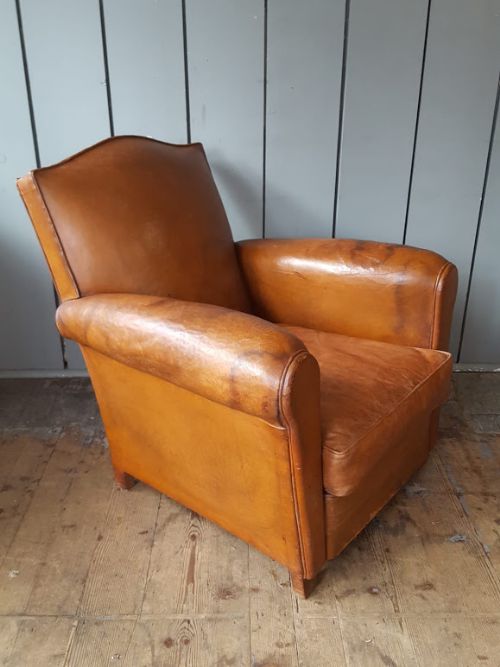 French Leather Club Armchair C1930
