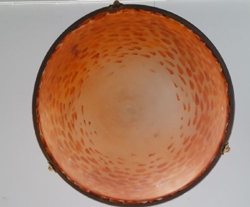 French Brass Mounted Glass Pendant Ceiling Shade C1920