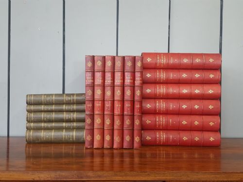 Decorative Run of Antique Fine Leather Bound French Books