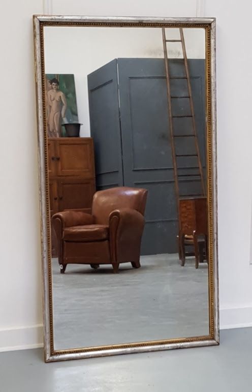 Antique French Silver Bistro Mirror C1880