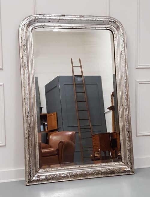 Antique Large French Silver Mirror C1880