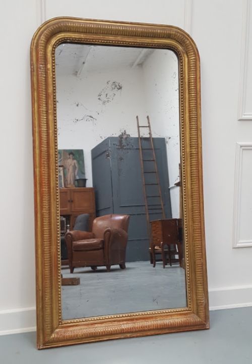 Antique French Hatched Design Mirror C1890