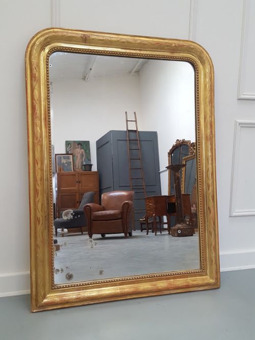 Antique French Leaf Design Mirror C1890