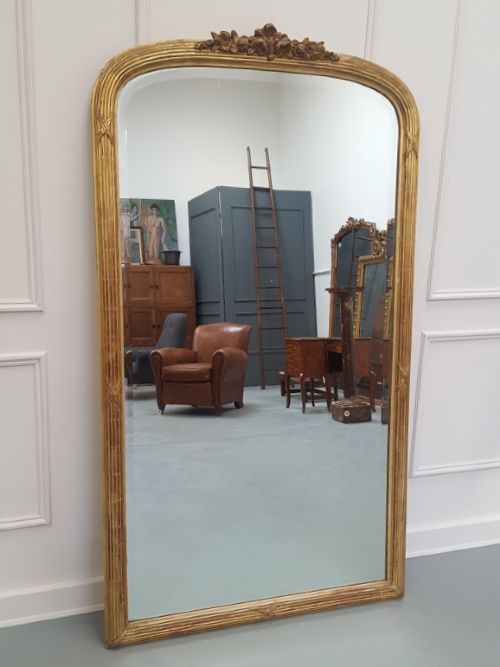 Antique Tall French Gilded Mirror C1900