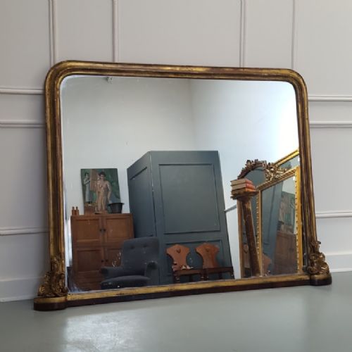 Antique Large English Overmantle Mirror C1850