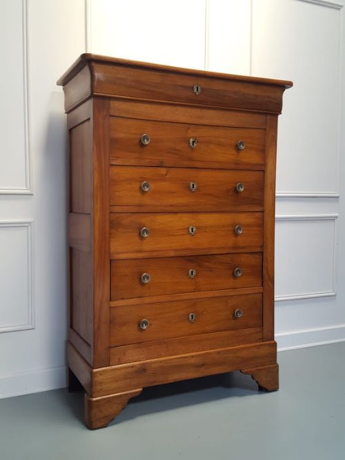 Antique French Cherry Tall Chest C1870
