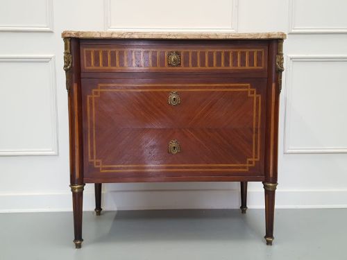 Antique French Rosewood Marble Top Commode Chest of Drawers C1910